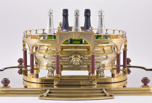 A French silver-gilt & hardstone Surtout de table, paris circa 1910