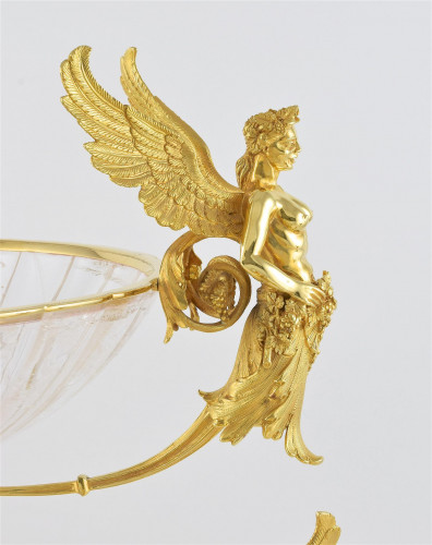 Asprey - An opulent Pair of Silver-gilt Mounted, Rock Crystal tazzas.