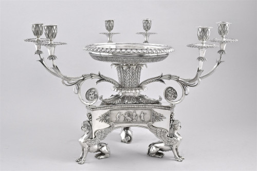 Rundell, Bridge & Rundell, An important Egyptian revival eperrgne centrepiece.