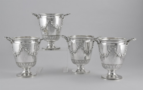 A Set of Four George III Silver Wine Coolers,