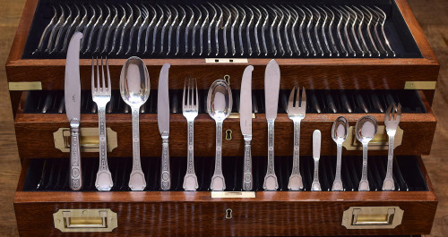 An Extensive French Silver Canteen of Cutlery
