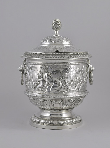 german silver punch bowl & cover