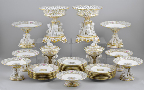 A Magnificent "Victoria Pierced" Dessert Service by Minton