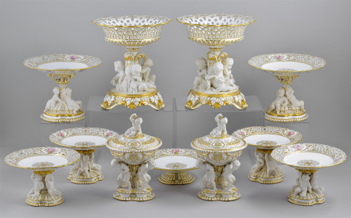 A Magnificent "Victoria Pierced" Dessert Service by Minton