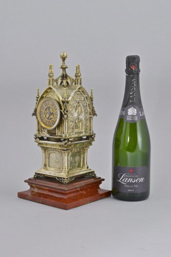 A magnificent French silver-gilt mantle clock and barometer, retailed by Tiffany.
