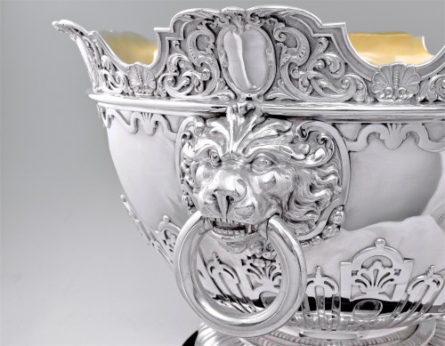 A monumental Victorian sterling silver Monteith bowl.
