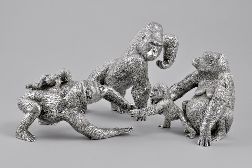 Patrick Mavros - A Family of Silver Gorillas.