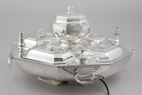 A Magnificent quality & Extremely rare solid silver rotating "Lazy Susan" centrepiece