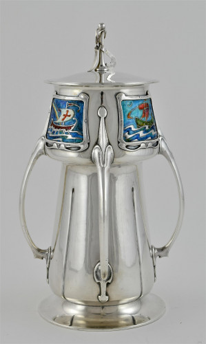 Liberty & Co A ''Cymric" enamelled cup and cover