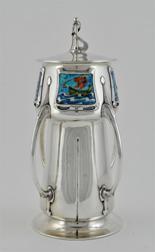 Liberty & Co A ''Cymric" enamelled cup and cover