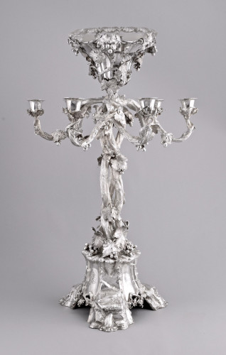 A large victorian sterling silver candelabra epergne