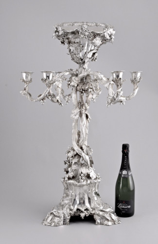 A large victorian sterling silver candelabra epergne