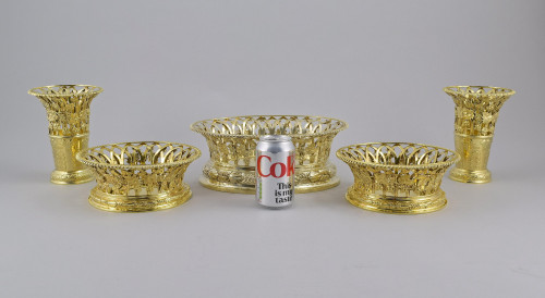 A Suite of five grape-vine pattern dishes and vases