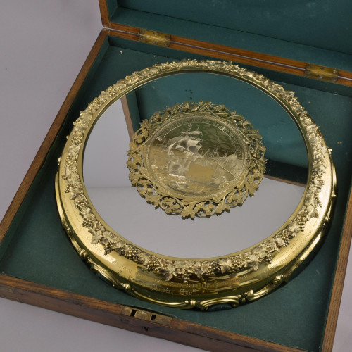A presentation silver-gilt Mirror Plateau