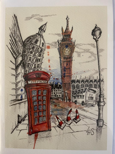 Wonky Art Mounted & Framed Big Ben