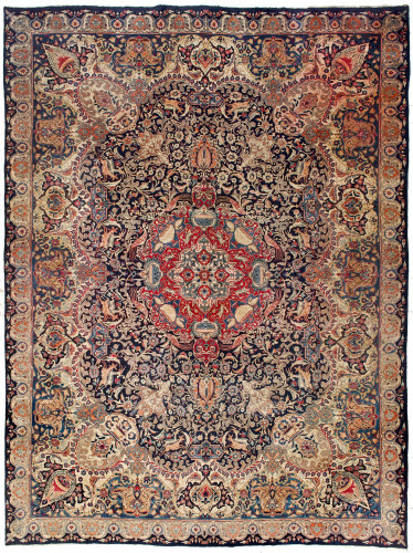 LARGE MULTICOLOURED PERSIAN WOOL ON COTTON SAROUK CARPET