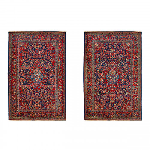 UNUSUAL SIZE, PAIR OF PERSIAN KASHAN RUGS