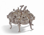 A FINE INDIAN SILVER PEACOCK BOX(PANDAN), 19TH CENTURY