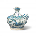 A SAFAVID UNDERGLAZE-PAINTED POTTERY KENDI, PERSIA, 17TH CENTURY