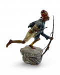 AN ORIENTALIST COLD-PAINTED VIENNA BRONZE FIGURE OF A RUNNING MOORISH WARRIOR, FRANZ XAVER BERGMAN, 20TH CENTURY