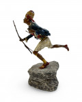 AN ORIENTALIST COLD-PAINTED VIENNA BRONZE FIGURE OF A RUNNING MOORISH WARRIOR, FRANZ XAVER BERGMAN, 20TH CENTURY