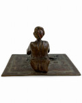 AN ORIENTALIST COLD-PAINTED BRONZE SCULPTURE OF A SNAKE CHARMER, FRANZ XAVER BERGMAN, 20TH CENTURY