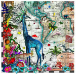 Giraffa Discoveries Of The World - Framed