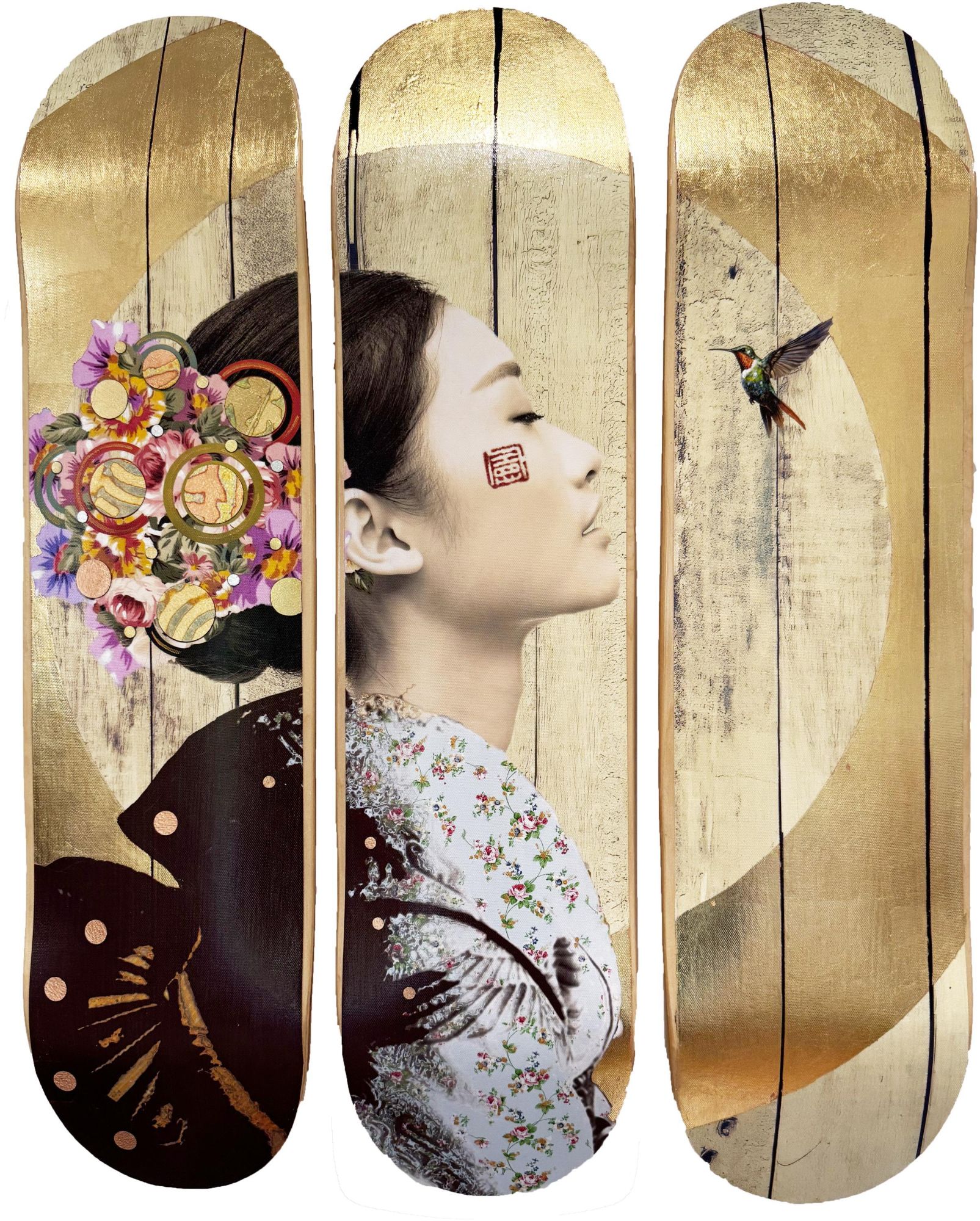 Patience With Hummingbird Skatedeck Trio