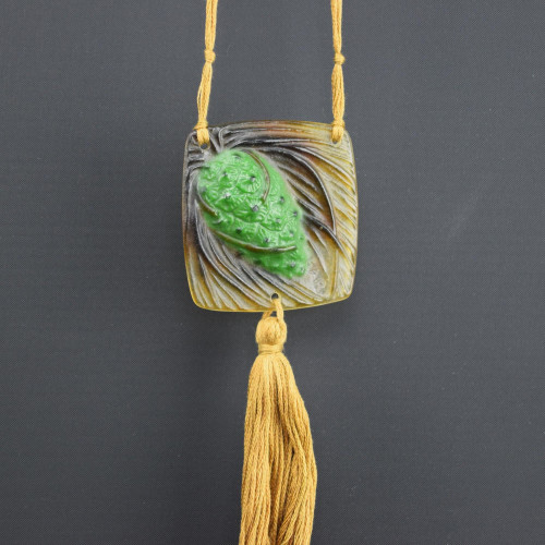 Argy Rousseau pate de verre pine cone pendant C1921