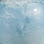 Rene Lalique opalescent & blue stained Alicante vase