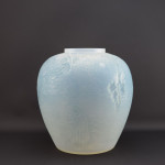 Rene Lalique opalescent & blue stained Alicante vase