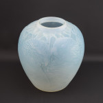 Rene Lalique opalescent & blue stained Alicante vase