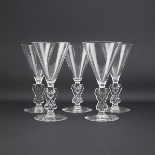 Rene Lalique Strasbourg Madeira glasses x 5