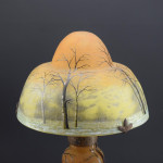 Daum Enameled Winter Landscape Table Lamp C1910