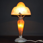 Daum Enameled Winter Landscape Table Lamp C1910