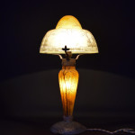 Daum Enameled Winter Landscape Table Lamp C1910