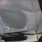 Rene Lalique blue stained Moineau paperweight on socle