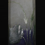 Daum enameled violets vase