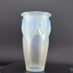 Rene Lalique opalescent & blue stained Ceylan vase