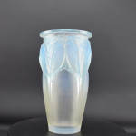 Rene Lalique opalescent & blue stained Ceylan vase