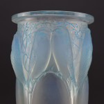 Rene Lalique opalescent & blue stained Ceylan vase