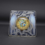 Rene Lalique opalescent Inseparables clock with painted dial