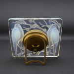 Rene Lalique opalescent Inseparables clock with painted dial