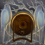 Rene Lalique opalescent Inseparables clock with painted dial