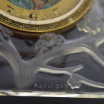 Rene Lalique opalescent Inseparables clock with painted dial