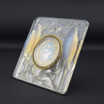 Rene Lalique opalescent Inseparables clock with painted dial