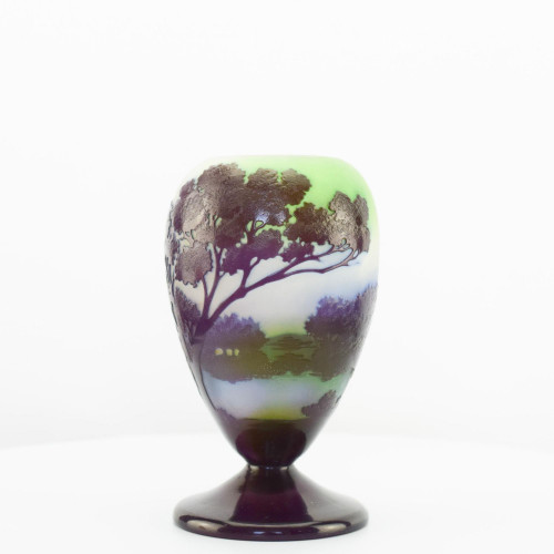 Galle cameo glass footed landscape vase