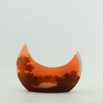 Galle cameo glass landscape crescent shaped vase