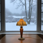 Daum Enameled Winter Landscape Table Lamp C1910