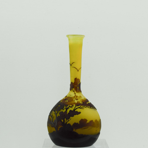 Galle Landscape banjo cameo glass vase